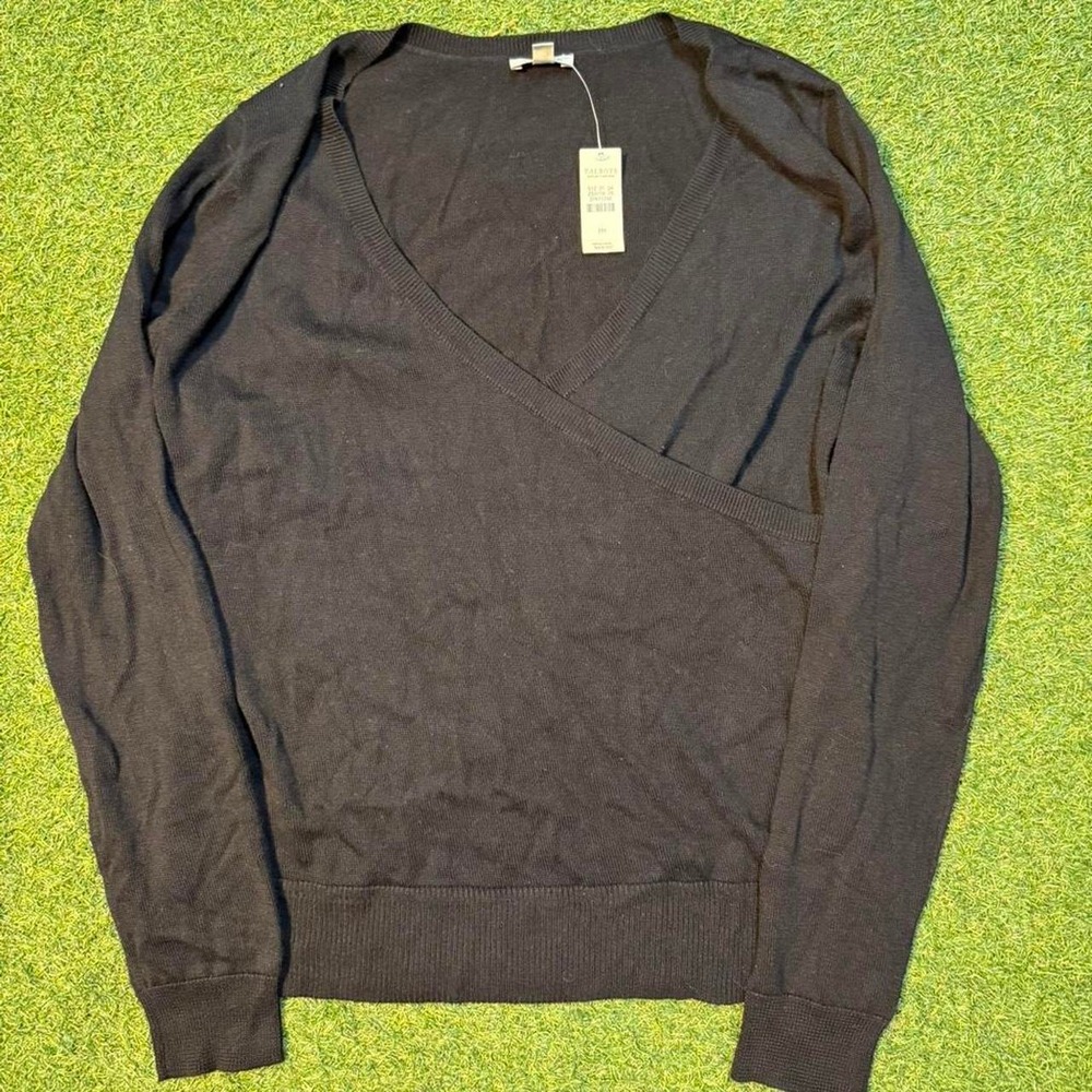 Talbots black wrap sweater size PM new with tags.
